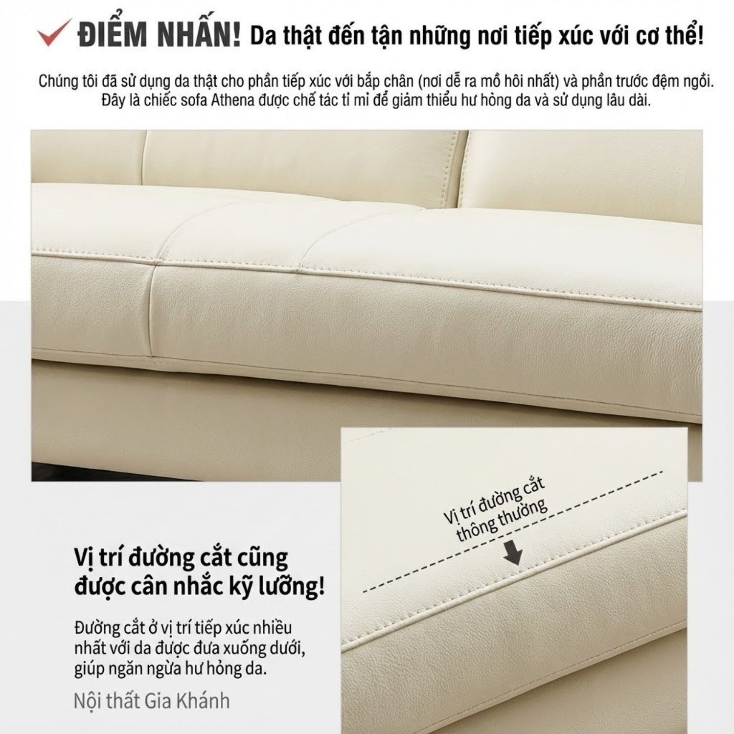Ghế Sofa Da Hiện Đại Dáng Băng Athena