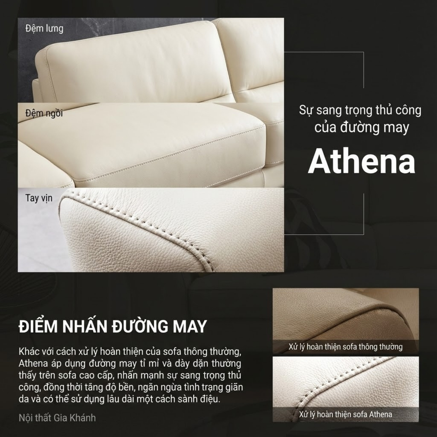 Ghế Sofa Da Hiện Đại Dáng Băng Athena