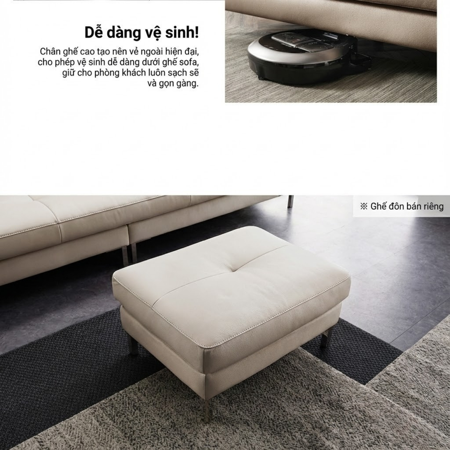 Ghế Sofa Da Hiện Đại Dáng Băng Athena