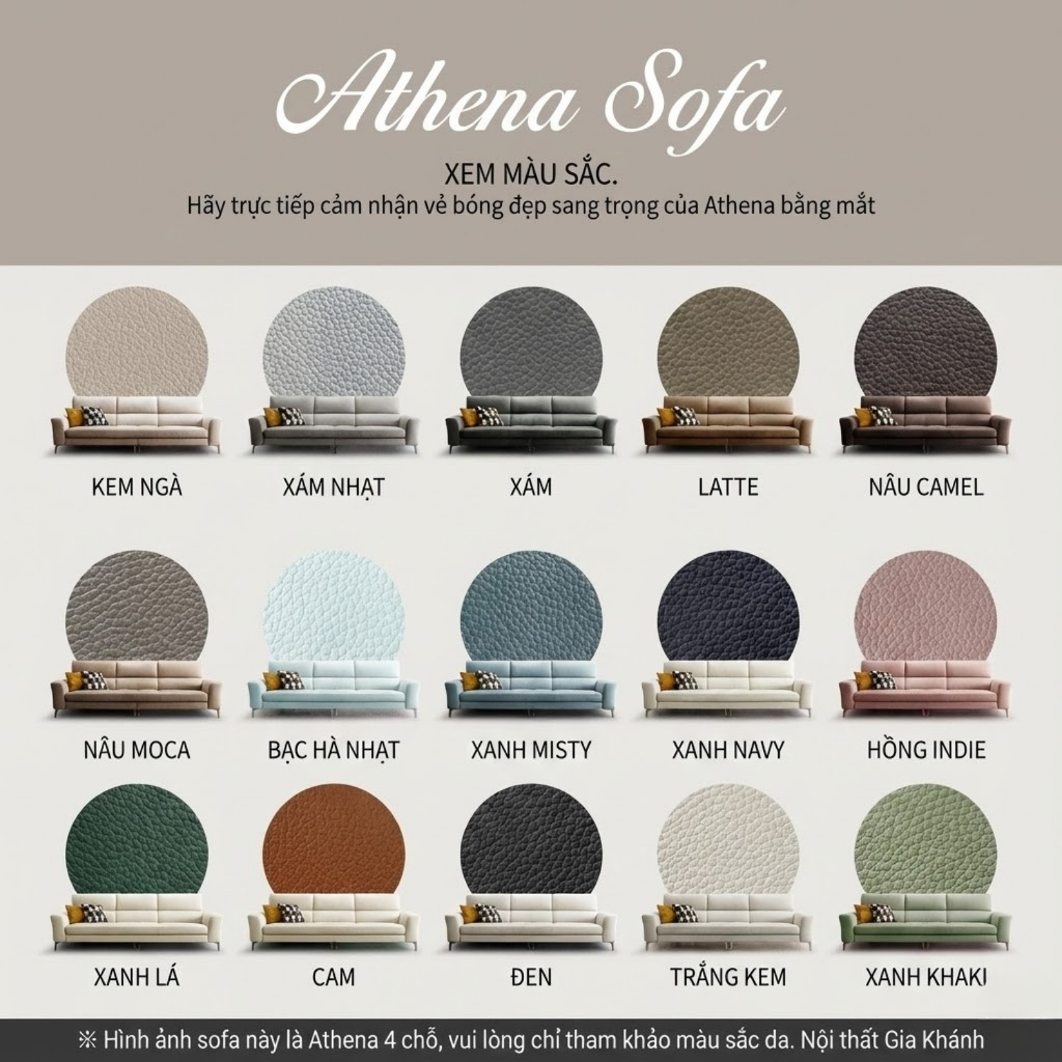 Ghế Sofa Da Hiện Đại Dáng Băng Athena