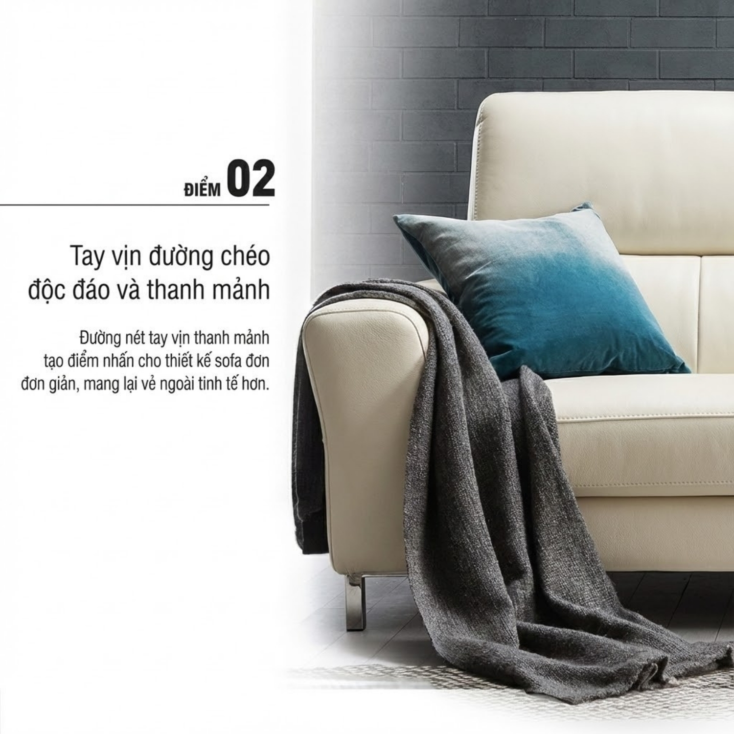 Ghế Sofa Da Hiện Đại Dáng Băng Athena