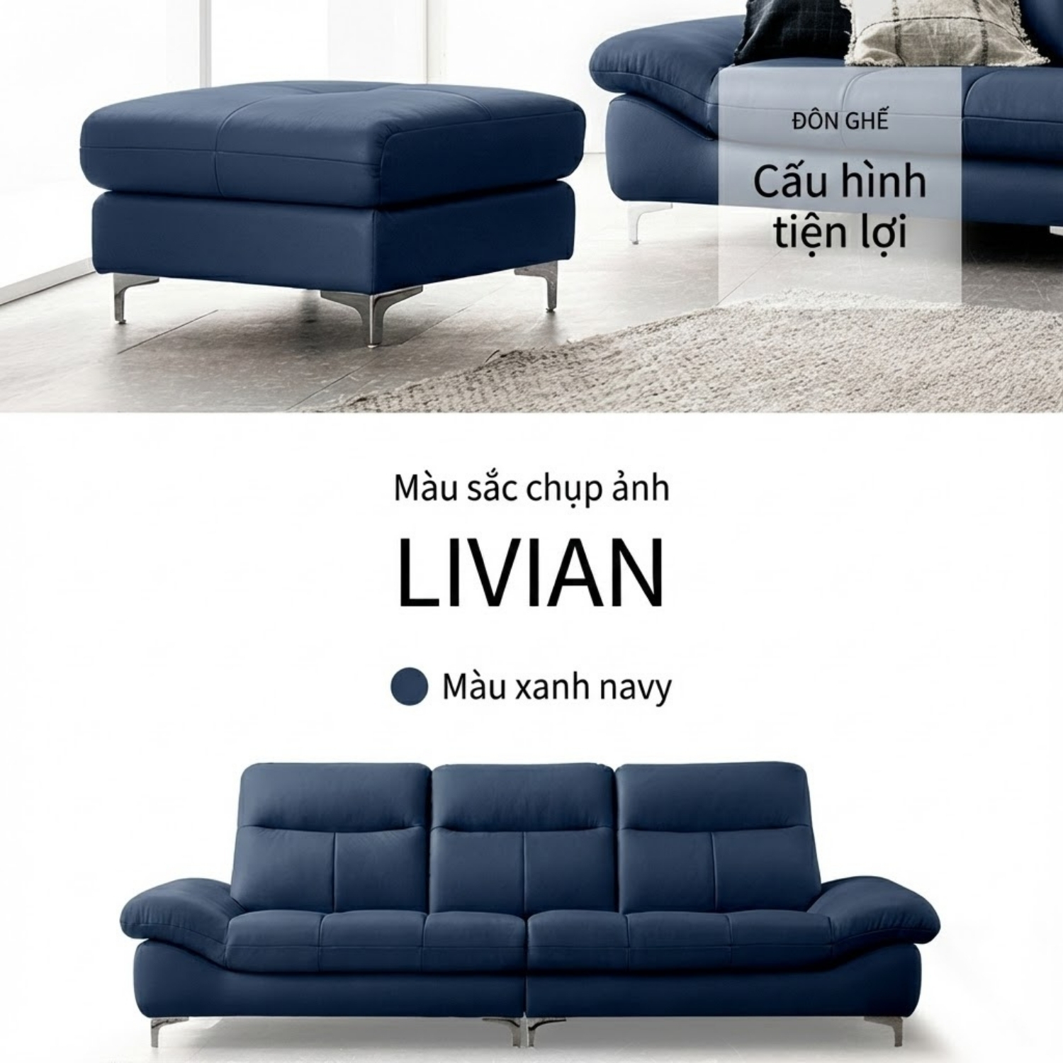 Sofa Hiện Đại Dáng Băng Bọc Da Livian