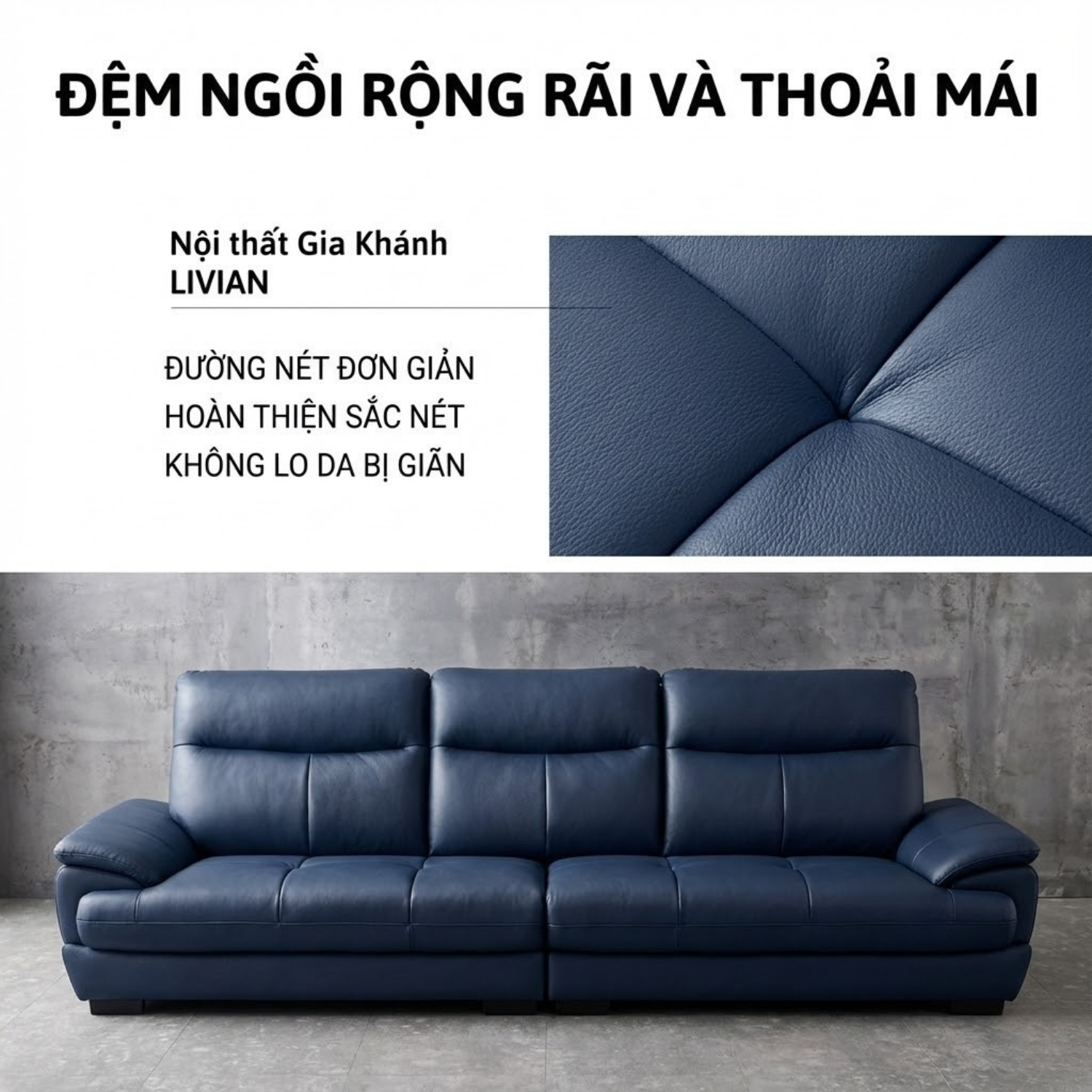 Sofa Hiện Đại Dáng Băng Bọc Da Livian