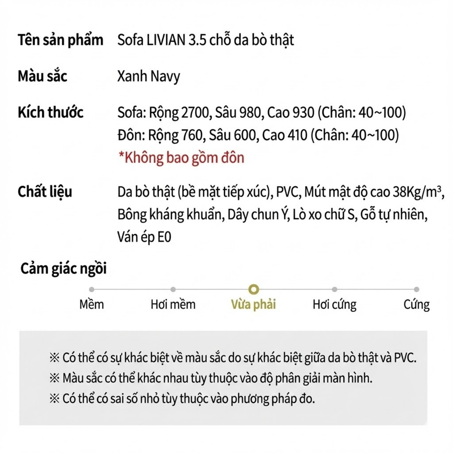 Sofa Hiện Đại Dáng Băng Bọc Da Livian