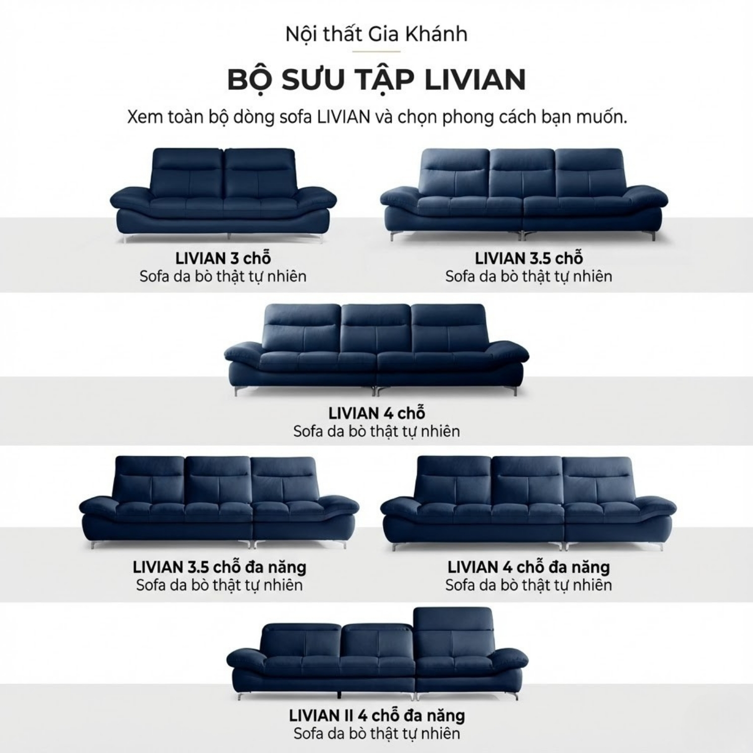 Sofa Hiện Đại Dáng Băng Bọc Da Livian