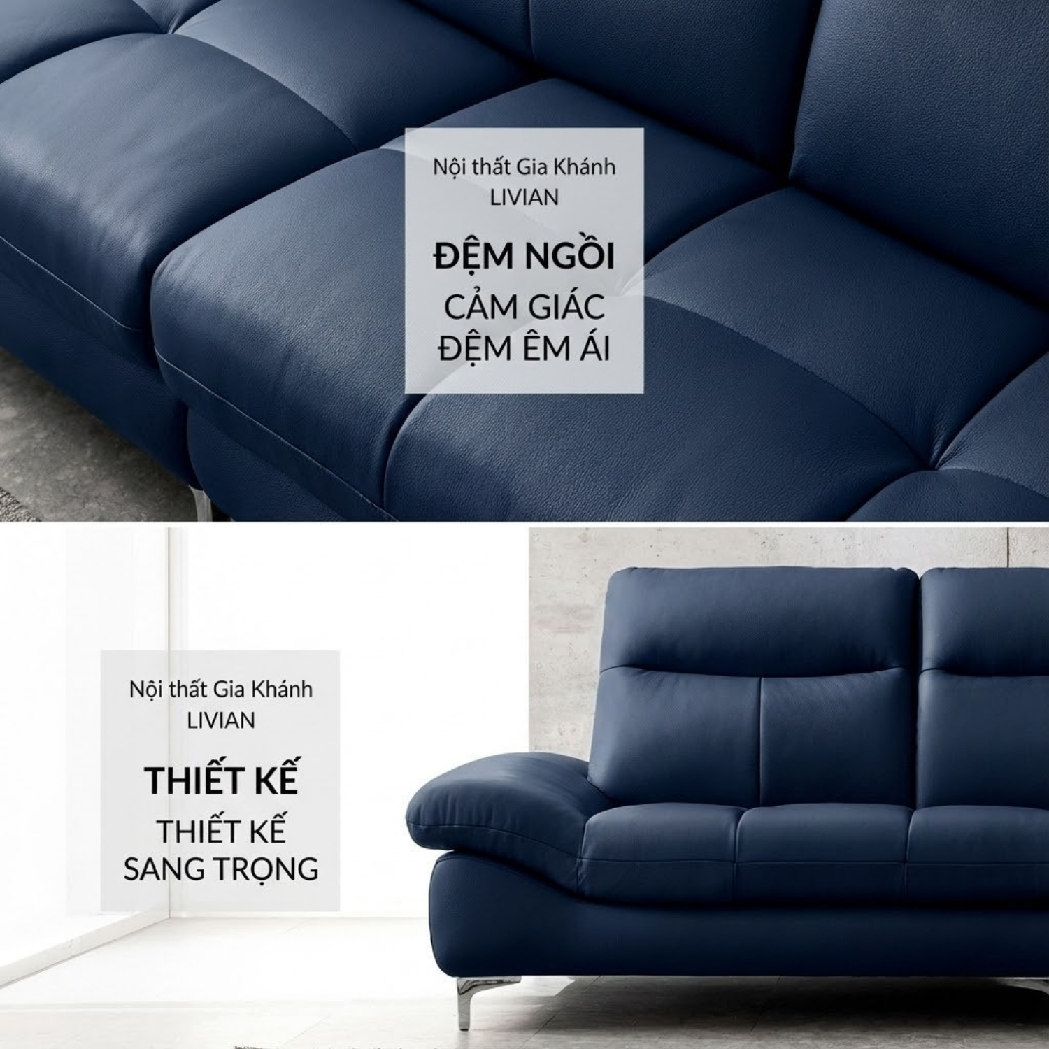 Sofa Hiện Đại Dáng Băng Bọc Da Livian