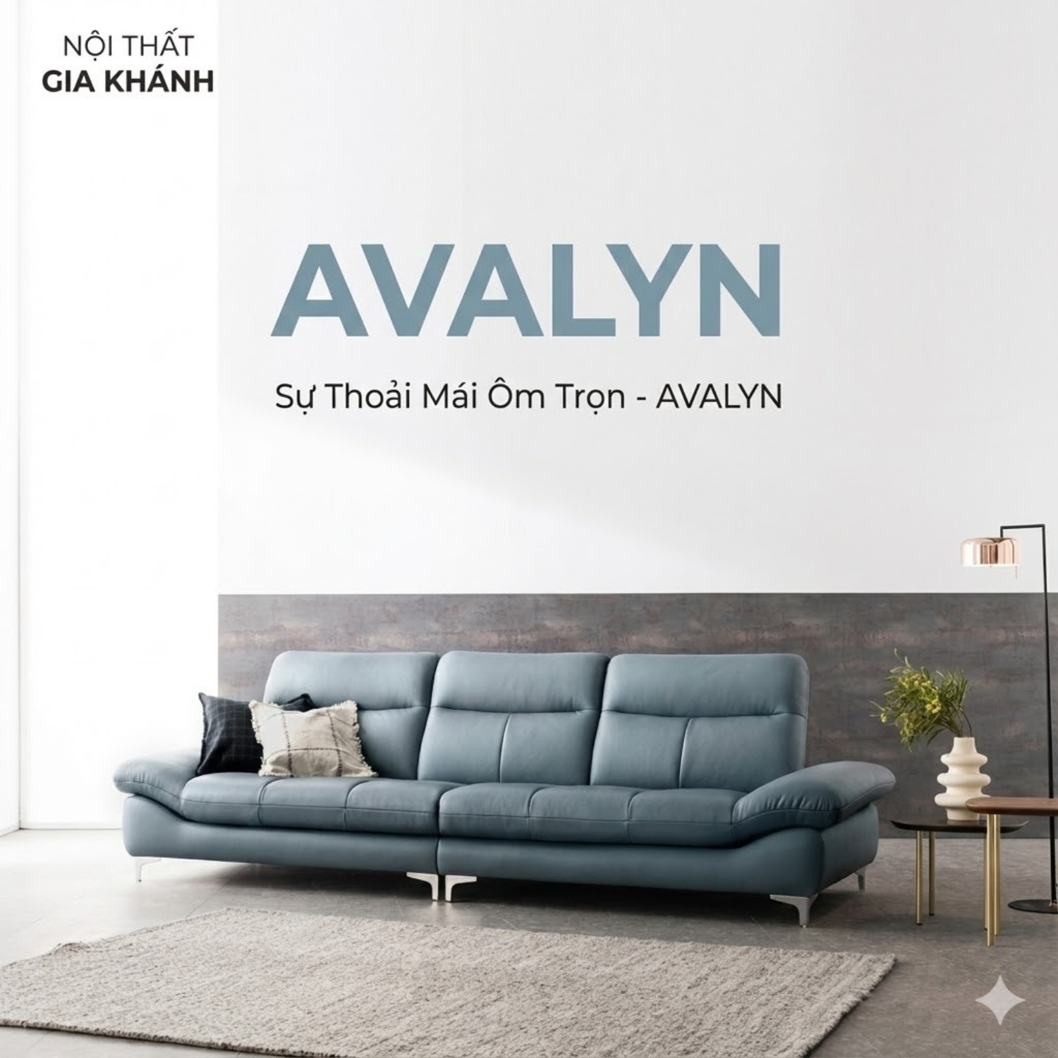 Sofa Văng Bọc Da Bò AVALYN Kiểu Dáng Hiện Đại