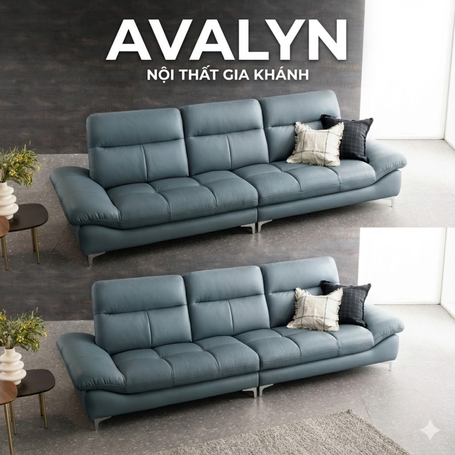 Sofa Văng Bọc Da Bò AVALYN Kiểu Dáng Hiện Đại
