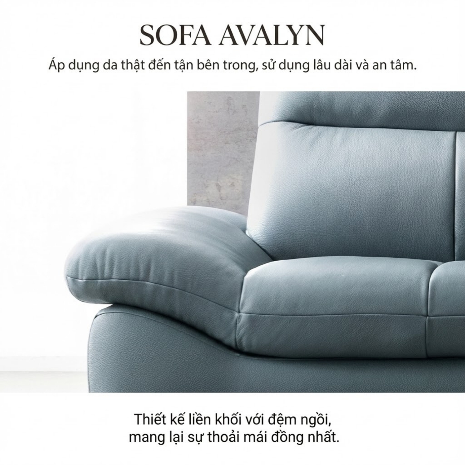 Sofa Văng Bọc Da Bò AVALYN Kiểu Dáng Hiện Đại