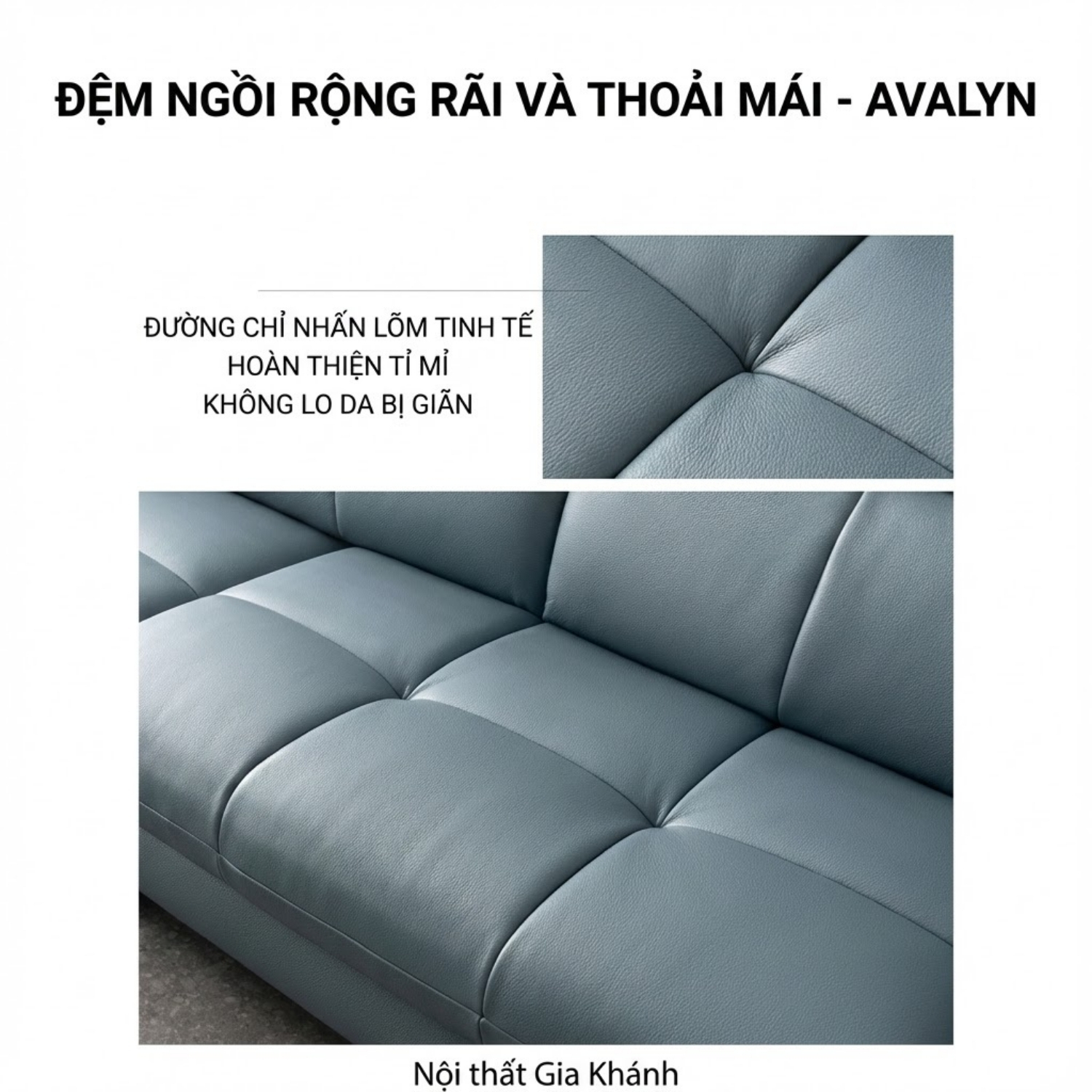 Sofa Văng Bọc Da Bò AVALYN Kiểu Dáng Hiện Đại
