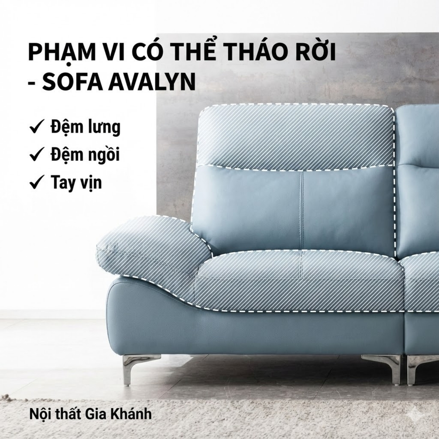 Sofa Văng Bọc Da Bò AVALYN Kiểu Dáng Hiện Đại