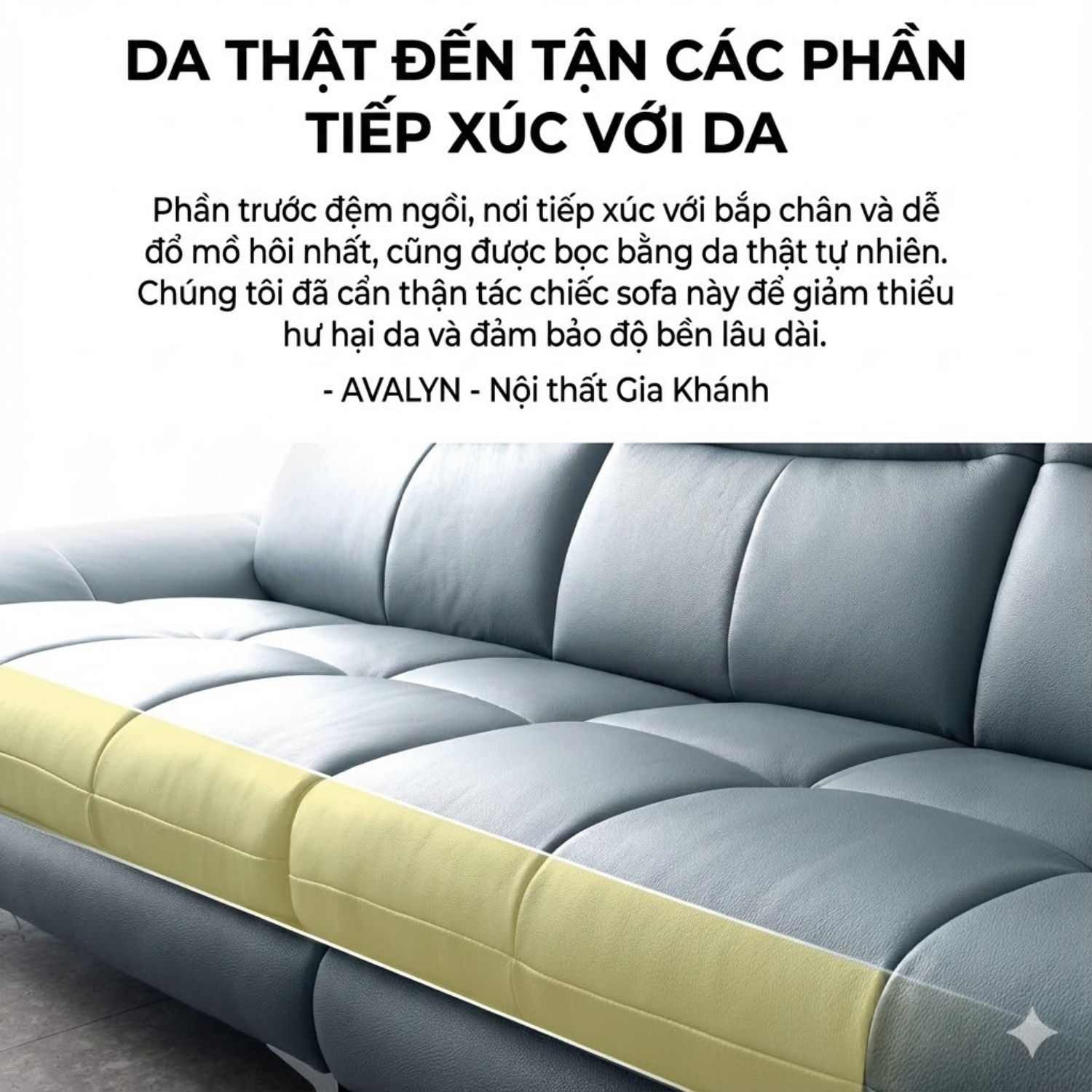 Sofa Văng Bọc Da Bò AVALYN Kiểu Dáng Hiện Đại