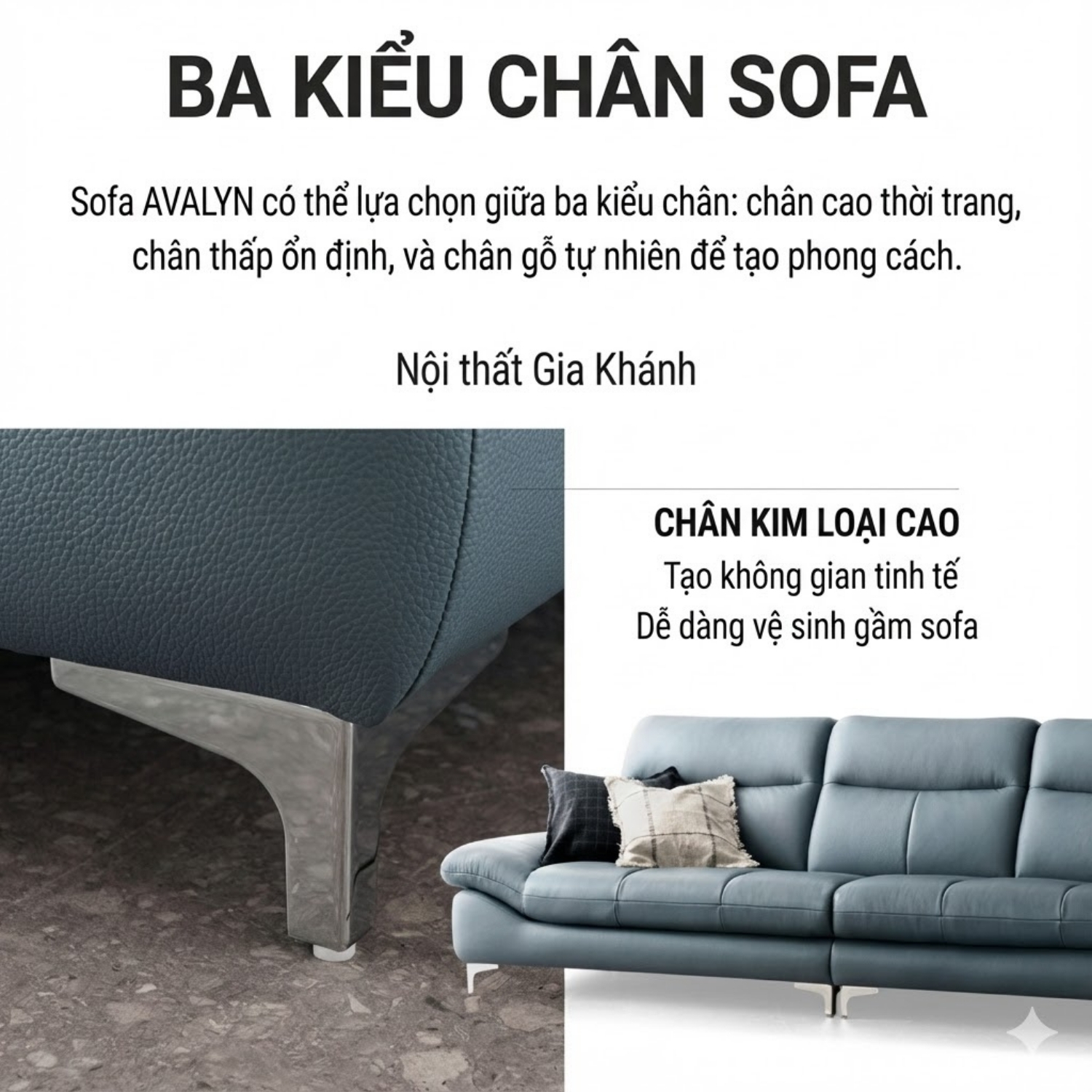 Sofa Văng Bọc Da Bò AVALYN Kiểu Dáng Hiện Đại