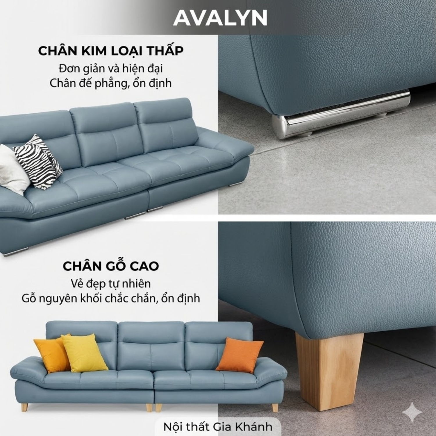 Sofa Văng Bọc Da Bò AVALYN Kiểu Dáng Hiện Đại