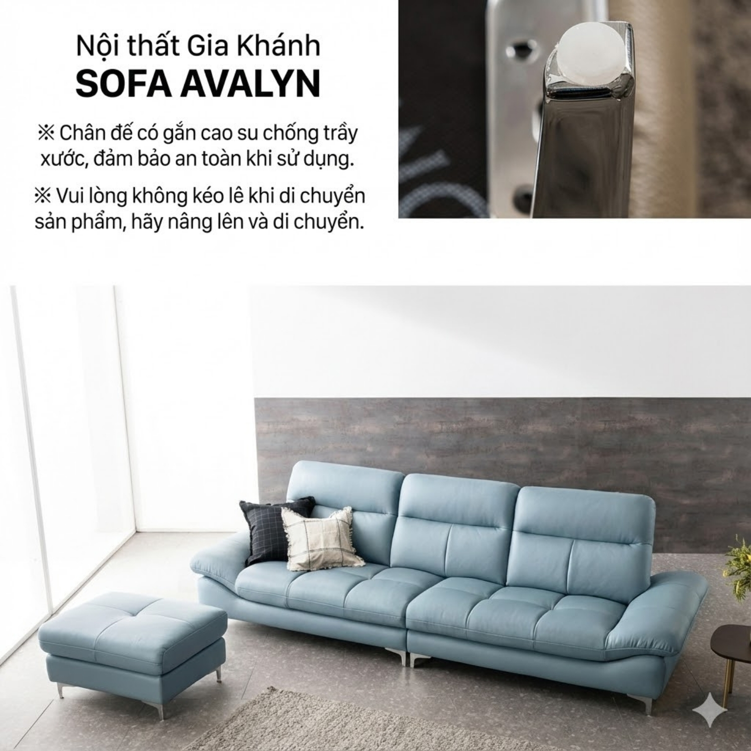 Sofa Văng Bọc Da Bò AVALYN Kiểu Dáng Hiện Đại