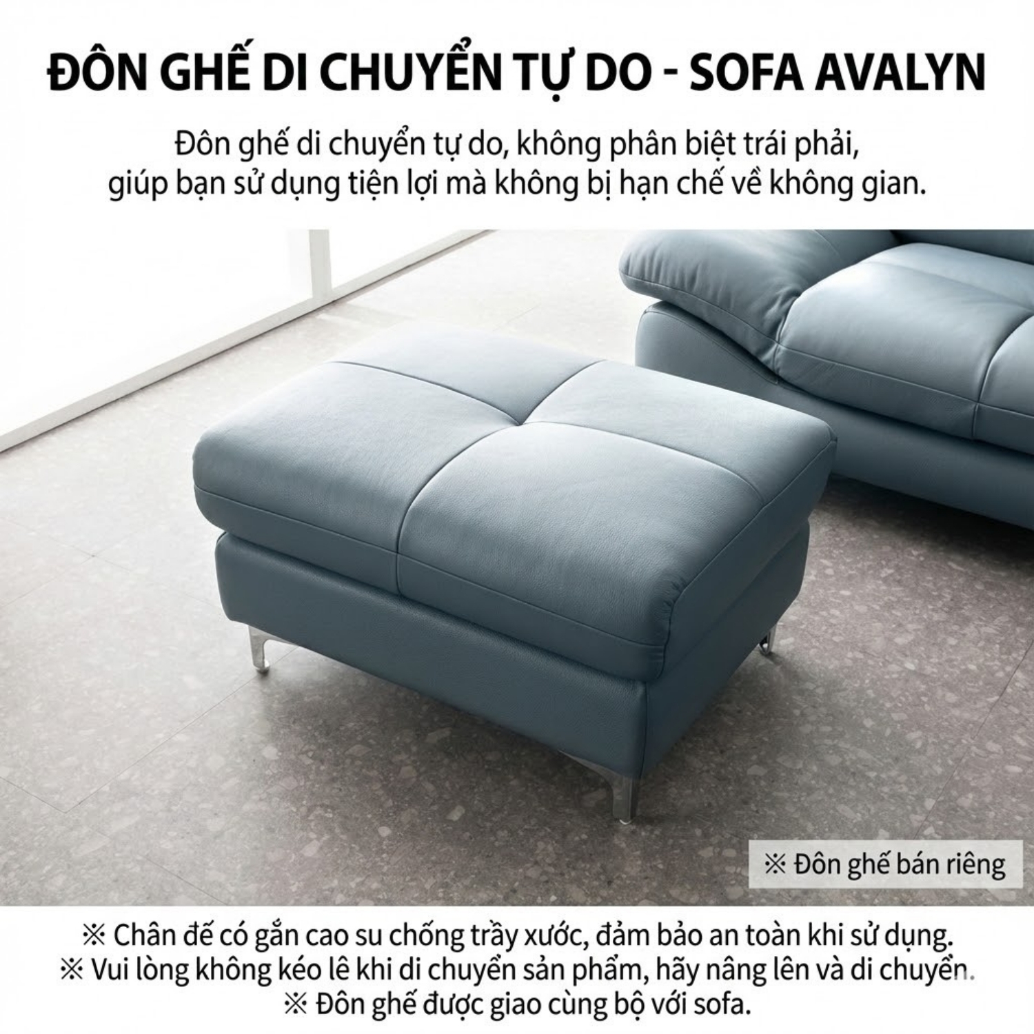 Sofa Văng Bọc Da Bò AVALYN Kiểu Dáng Hiện Đại